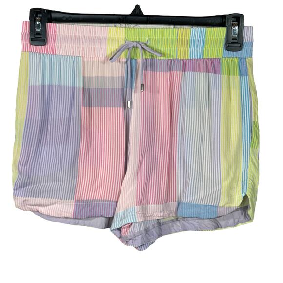 Sanctuary Medium Pajama Set Button-Up Striped Short Sleeve Lightweight Multi - Picture 6 of 10